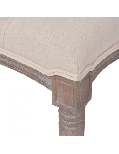 Panca in Tessuto e Legno Massello 150x39,8x48 cm Bianco Crema
