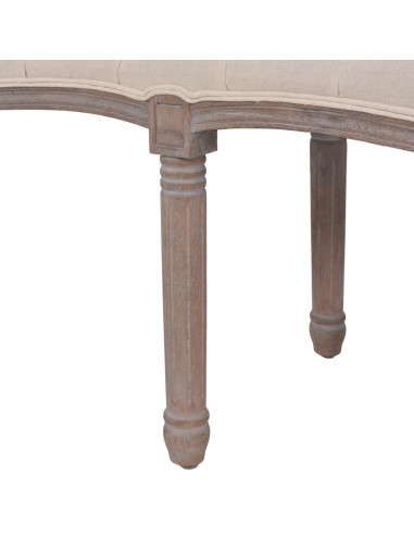 Panca in Tessuto e Legno Massello 150x39,8x48 cm Bianco Crema