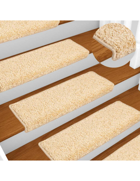 Tappetini per scale 20 pz 65x21x4 cm Crema Bordo rettangolare
