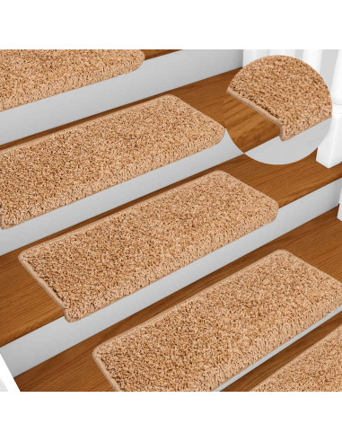 Tappetini per scale 20 pz 65x21x4 cm Beige Bordo rettangolare