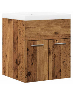 Set Mobili da Bagno 2 pz Legno Antico in Legno Multistrato