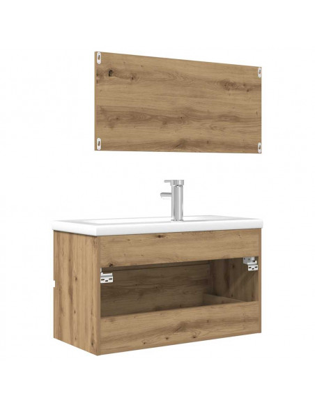 Set Mobili da Bagno 3 pz Rovere Artigianale Legno Multistrato
