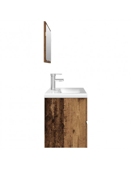Set Mobili da Bagno 3 pz Legno Antico in Legno Multistrato