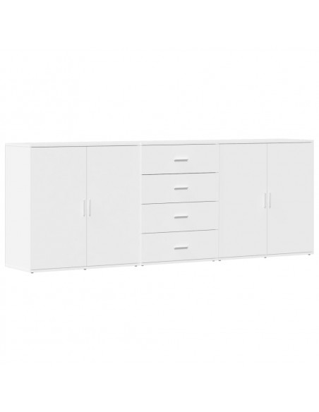 Credenze 3 pz Bianco in Legno Multistrato