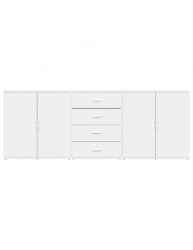 Credenze 3 pz Bianco in Legno Multistrato