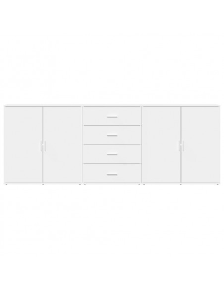Credenze 3 pz Bianco in Legno Multistrato