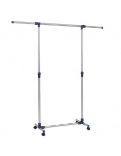 Porta Abiti Regolabile in Acciaio 165x44x150 cm Argento