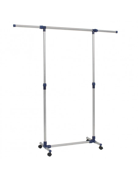 Porta Abiti Regolabile in Acciaio 165x44x150 cm Argento