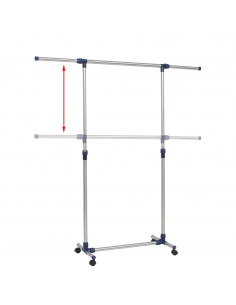 Porta Abiti Regolabile in Acciaio 165x44x150 cm Argento 2