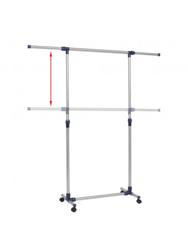 Porta Abiti Regolabile in Acciaio 165x44x150 cm Argento