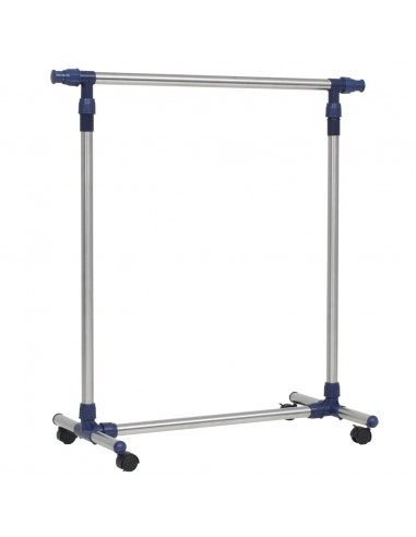 Porta Abiti Regolabile in Acciaio 165x44x150 cm Argento