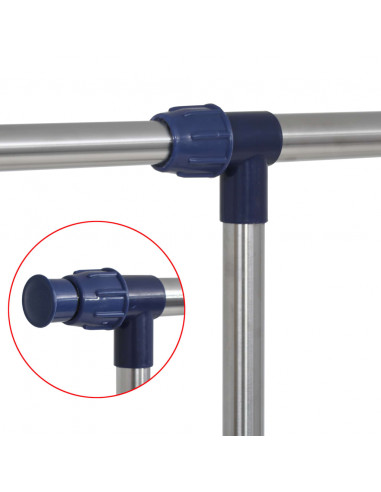 Porta Abiti Regolabile in Acciaio 165x44x150 cm Argento