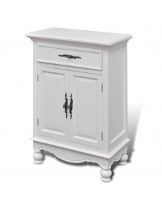 Armadietto in Legno con 2 Ante e 1 Cassetto Bianco