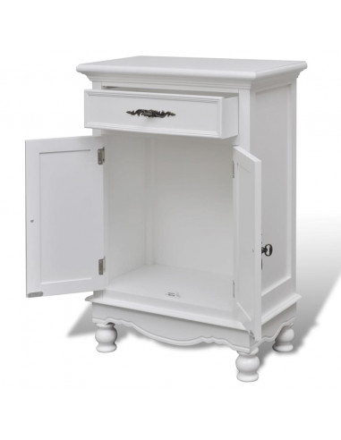 Armadietto in Legno con 2 Ante e 1 Cassetto Bianco