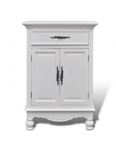 Armadietto in Legno con 2 Ante e 1 Cassetto Bianco