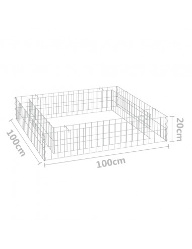 Gabbione Letto Rialzato in Acciaio Zincato 100x100x20 cm