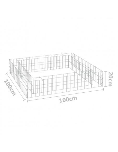 Gabbione Letto Rialzato in Acciaio Zincato 100x100x20 cm