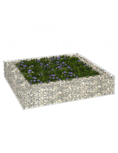 Gabbione Letto Rialzato in Acciaio Zincato 100x100x20 cm