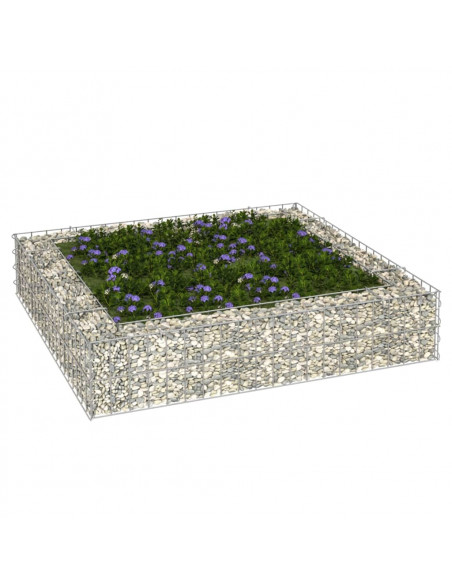 Gabbione Letto Rialzato in Acciaio Zincato 100x100x20 cm