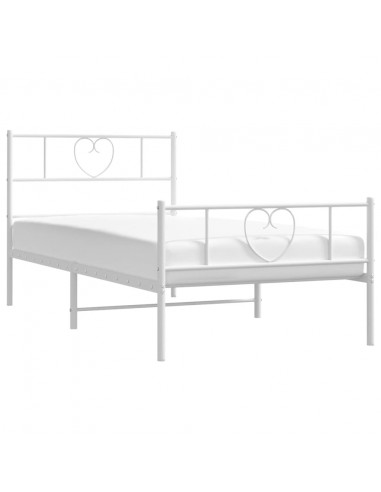 Giroletto con Testiera e Pediera Metallo Bianco 90x190 cm