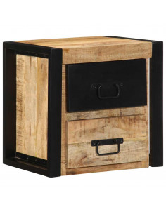 Comodini 2 pz 40x35x40 cm in Legno Massello di Mango Grezzo 2