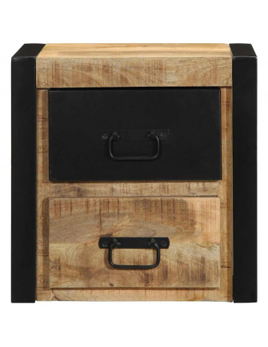 Comodini 2 pz 40x35x40 cm in Legno Massello di Mango Grezzo