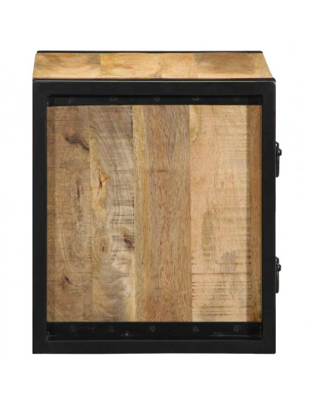 Comodini 2 pz 40x35x40 cm in Legno Massello di Mango Grezzo