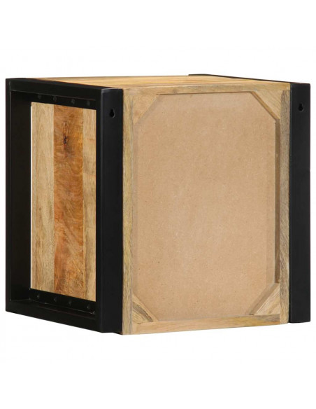 Comodini 2 pz 40x35x40 cm in Legno Massello di Mango Grezzo