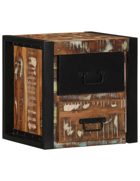 Comodini 2 pz Multicolore 40x35x40cm in Legno Massello Recupero