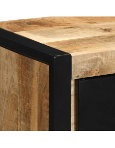 Comodini 2 pz 40x35x40 cm in Legno Massello di Mango Grezzo