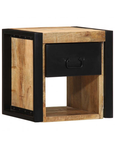 Comodini 2 pz 40x35x40 cm in Legno Massello di Mango Grezzo