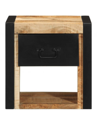 Comodini 2 pz 40x35x40 cm in Legno Massello di Mango Grezzo