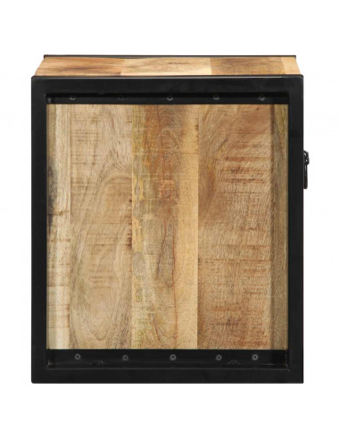 Comodini 2 pz 40x35x40 cm in Legno Massello di Mango Grezzo