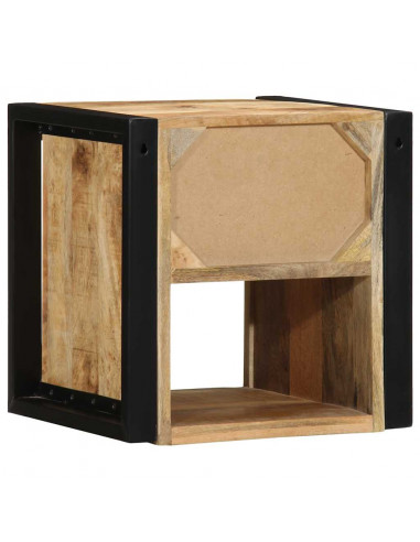 Comodini 2 pz 40x35x40 cm in Legno Massello di Mango Grezzo