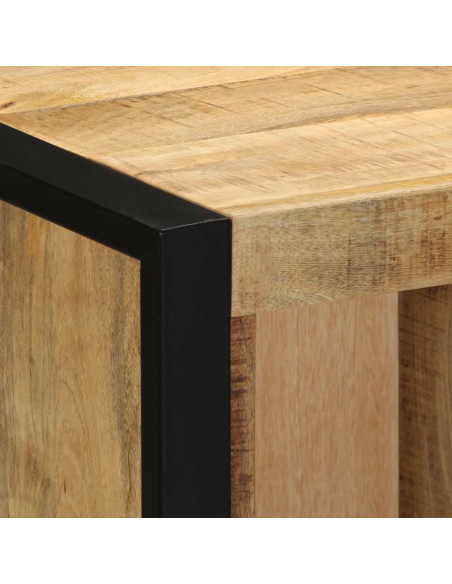 Comodini 2 pz 40x35x40 cm in Legno Massello di Mango Grezzo