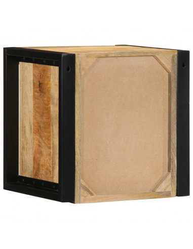 Comodino 40x35x40 cm in Legno Grezzo Massello di Mango