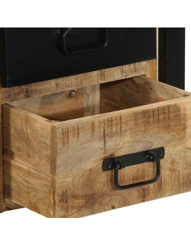 Comodino 40x35x40 cm in Legno Grezzo Massello di Mango