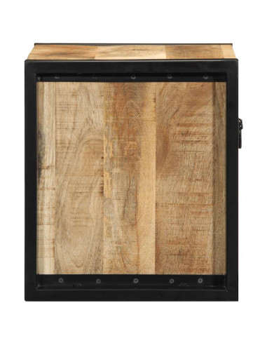 Comodino 40x35x40 cm in Legno Grezzo Massello di Mango