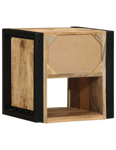 Comodino 40x35x40 cm in Legno Grezzo Massello di Mango