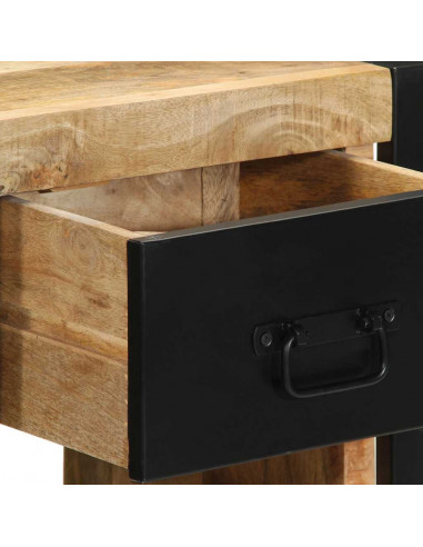 Comodino 40x35x40 cm in Legno Grezzo Massello di Mango