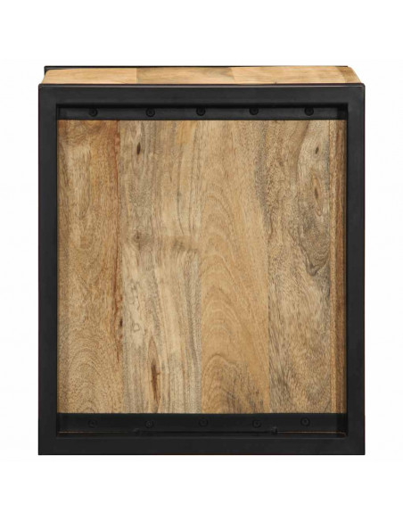Comodino 40x35x40 cm in Legno Grezzo Massello di Mango
