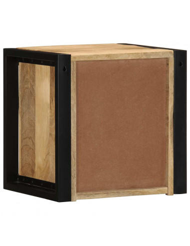 Comodino 40x35x40 cm in Legno Grezzo Massello di Mango