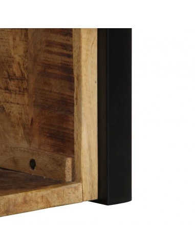 Comodino 40x35x40 cm in Legno Grezzo Massello di Mango