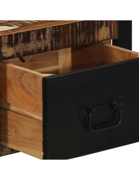 Comodino Multicolore 40x35x25 cm in Legno Massello Recupero