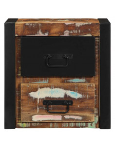 Comodino Multicolore 40x35x40 cm in Legno Massello Recupero