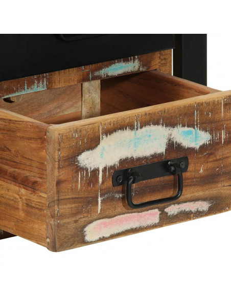 Comodino Multicolore 40x35x40 cm in Legno Massello Recupero