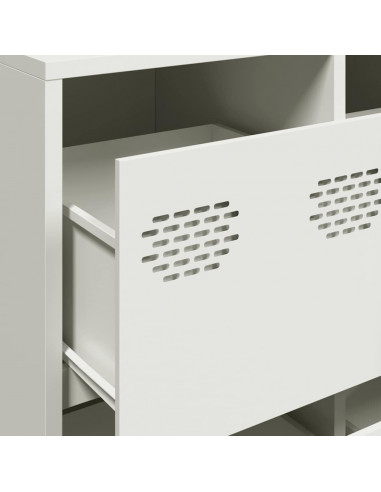 Credenza Bianca 135x39x103,5 cm in Acciaio Laminato a Freddo