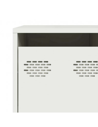 Credenza Bianca 135x39x103,5 cm in Acciaio Laminato a Freddo