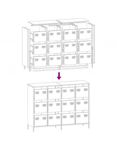 Credenza Bianca 135x39x103,5 cm in Acciaio Laminato a Freddo