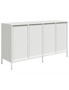 Credenza Bianca 135x39x73,5 cm in Acciaio Laminato a Freddo